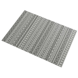 Portable Outdoor Rug with Carry Bag, 9' x 12' Reversible Mat, Waterproof Plastic Straw RV Rug for Backyard, Deck, Picnic, Beach, Camping, Grey and Cream White Boho