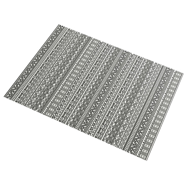 Portable Outdoor Rug with Carry Bag, 9' x 12' Reversible Mat, Waterproof Plastic Straw RV Rug for Backyard, Deck, Picnic, Beach, Camping, Grey and Cream White Boho