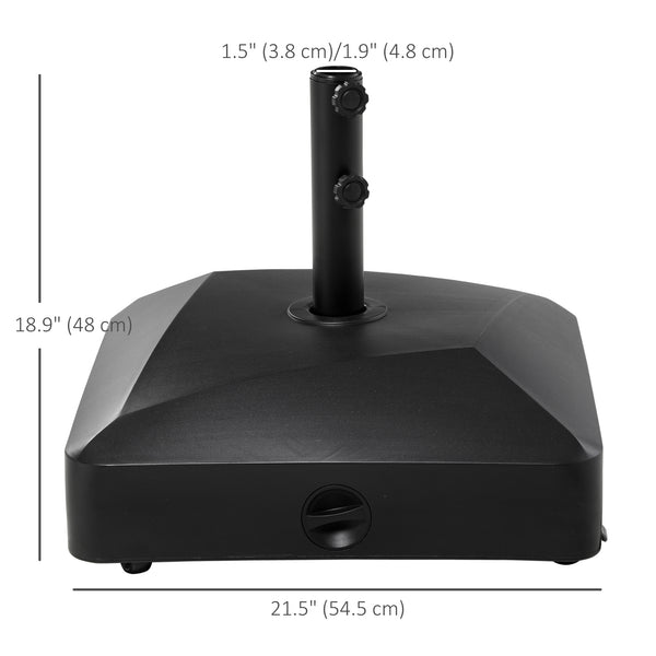132 lb Heavy Duty Patio Umbrella Base with Wheels, Sand and Water Filled Umbrella Stand, Square Market Umbrella Base for Outdoor, Garden, Backyard, Black