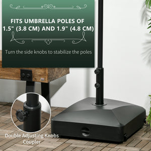 132 lb Heavy Duty Patio Umbrella Base with Wheels, Sand and Water Filled Umbrella Stand, Square Market Umbrella Base for Outdoor, Garden, Backyard, Black