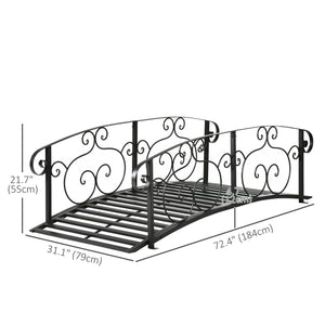 6FT Steel Arch Backyard Garden Bridge with Safety Siderails, Decorative Arc Landscaping Bridge for Backyard Creek, Stream, Pond, Black