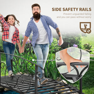 6FT Steel Arch Backyard Garden Bridge with Safety Siderails, Decorative Arc Landscaping Bridge for Backyard Creek, Stream, Pond, Black