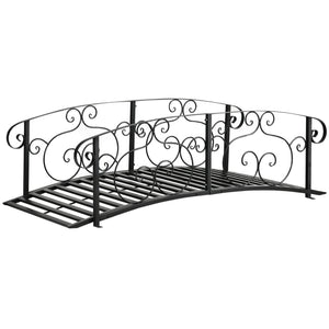 6FT Steel Arch Backyard Garden Bridge with Safety Siderails, Decorative Arc Landscaping Bridge for Backyard Creek, Stream, Pond, Black