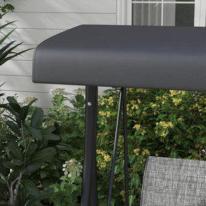 3 Person Porch Swing Outdoor Swing Chair with High Back Design, Side Pouches and Adjustable Canopy, Mixed Grey