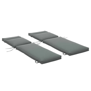 Outdoor Lounge Chair Cushion Set of 2, Non-Slip Chaise Lounge Cushions, Sun Lounger Pads for Indoor Outdoor, 77.2" x 21.7", Dark Grey