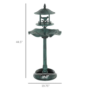 Outsunny 3-in-1 Garden Bird Bath Bowl Pedestal with Bird Feeder, Large Water Basin, Underneath Flower Planter, Green