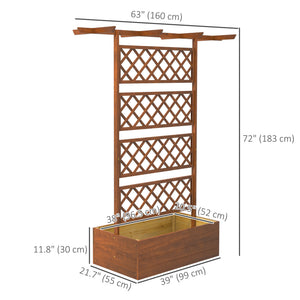Raised Garden Bed, Wood Planter with Trellis for Vine Climbing, Privacy Screen Planter Box with Roof to Grow Flowers Vegetables Herbs for Backyard Patio Deck, Orange