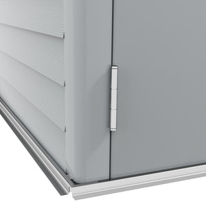 Outsunny 4.6' x 9' Steel Outdoor Storage Shed, Lean to Shed, Metal Tool House with Foundation Kit, Lockable Doors, Gloves and 2 Air Vents for Backyard, Patio, Lawn, White