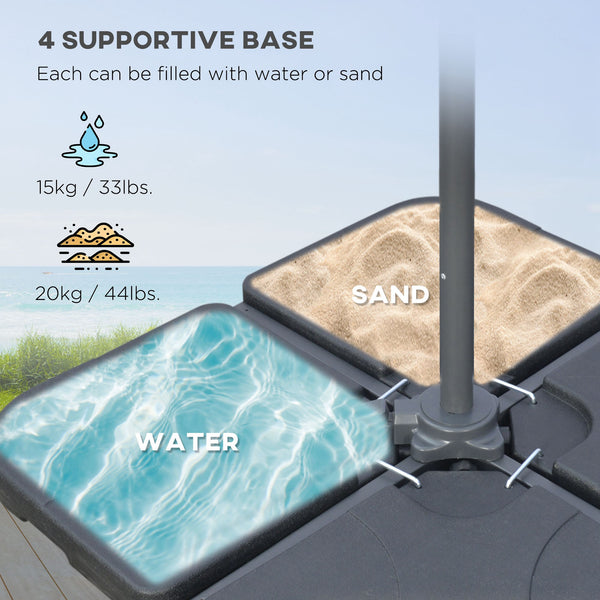 9.6ft Offset Patio Umbrella with Base, Garden Hanging Parasol with Crank, Banana Cantilever Umbrella Sun Shade, Black