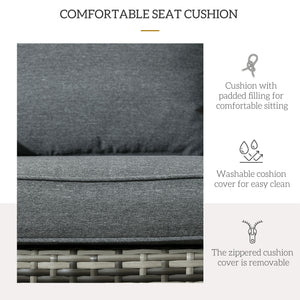 Patio Wicker Adirondack Chair, Outdoor PE Rattan Fire Pit Chair, Muskoka Chair w/ Soft Cushions, Tall Curved Backrest and Comfortable Armrests for Deck Garden, Grey