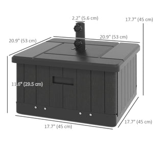3-in-1 Outdoor Umbrella Base, Coffee End Table, Flower Box Planter with Drain Hole, Fillable Patio Umbrella Stand Table with Wheels and Handles, Black