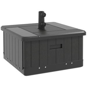 3-in-1 Outdoor Umbrella Base, Coffee End Table, Flower Box Planter with Drain Hole, Fillable Patio Umbrella Stand Table with Wheels and Handles, Black