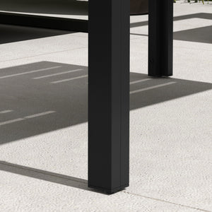 Patio Coffee Table, Rectangle Outdoor Side Table with Steel Frame and Slat Tabletop for Garden, Balcony, Backyard, Porch, Black