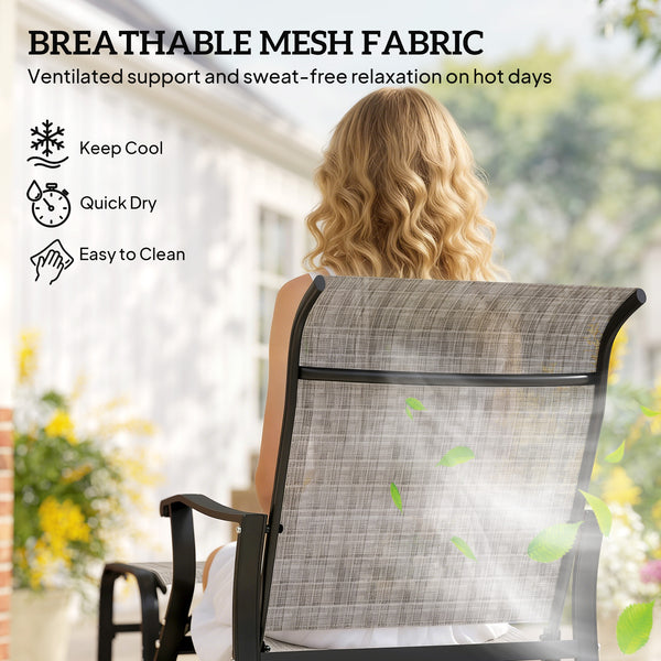 Outdoor Glider Chair with Ottoman, Patio Glider Set with 24.4" High Back, 22" Wide Seat, 2-Piece Outdoor Lounge Set with All-Weather Breathable Mesh for Porch, Garden, Backyard, Gray