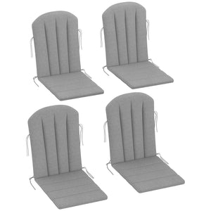 Adirondack Chair Cushion Set of 4, Outdoor Chair Cushions with Ties, 25D High-Density Foam, High Back Patio Chair Cushions, Fade Resistant for Patio Furniture, 49" x 20" x 2", Gray
