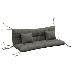 Outdoor Seat Cushions Back Cushion with 2 Pillows, Water Repellent Seat Pads for 3-Seater Chair, Swing, Sofa, CUSHIONS ONLY, NO SWING, Light Grey