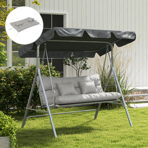 Outdoor Seat Cushions Back Cushion with 2 Pillows, Water Repellent Seat Pads for 3-Seater Chair, Swing, Sofa, CUSHIONS ONLY, NO SWING, Light Grey
