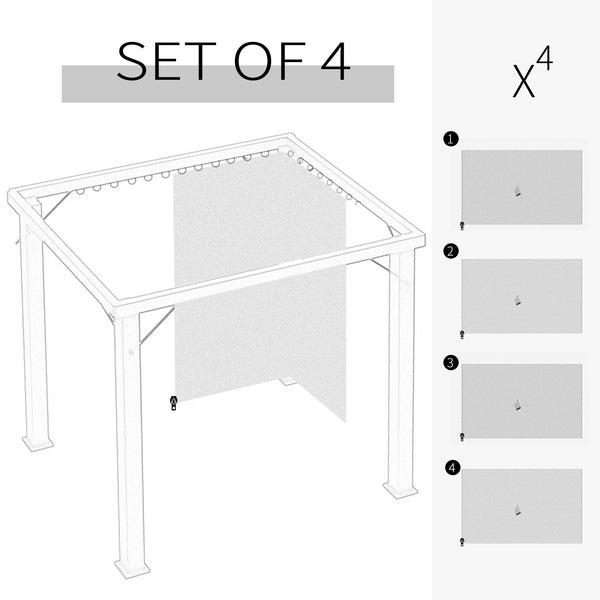 10' x 12' Universal Gazebo Sidewall Set with 4 Panels, Hooks/C-Rings Included for Pergolas & Cabanas, Dark Grey