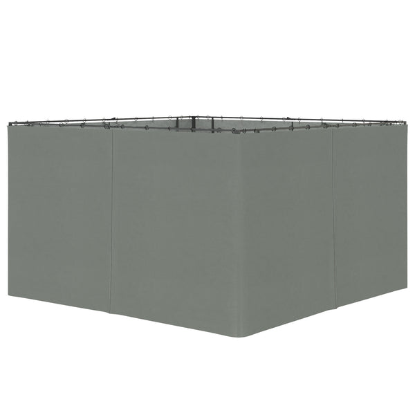 10' x 12' Universal Gazebo Sidewall Set with 4 Panels, Hooks/C-Rings Included for Pergolas & Cabanas, Dark Grey