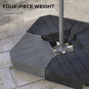 4 Piece Patio Cantilever Umbrella Base Weight Set, Outdoor Offset Umbrella Weights for Umbrella Stand, 132 lb. Capacity Water or 176 lb. Capacity Sand, Black