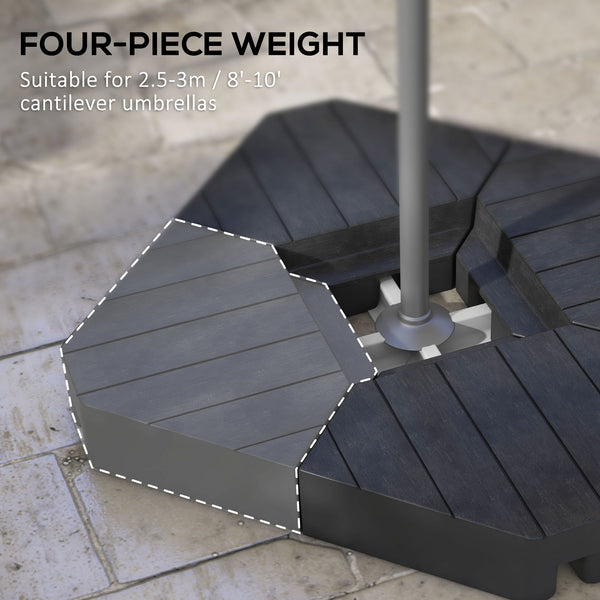 4 Piece Patio Cantilever Umbrella Base Weight Set, Outdoor Offset Umbrella Weights for Umbrella Stand, 132 lb. Capacity Water or 176 lb. Capacity Sand, Black