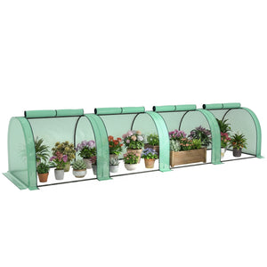 13' x 3' x 2.5' Mini Greenhouse, Portable Tunnel Green House with Roll-Up Zippered Doors, UV Waterproof PE Cover, Steel Frame, Green