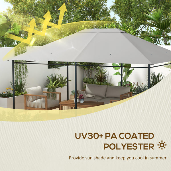 3 x 4m Gazebo Canopy Replacement Covers, Garden Gazebo Roof Replacement with Vents and Drain Holes, TOP COVER ONLY, Light Grey