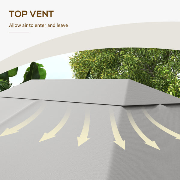 3 x 4m Gazebo Canopy Replacement Covers, Garden Gazebo Roof Replacement with Vents and Drain Holes, TOP COVER ONLY, Light Grey
