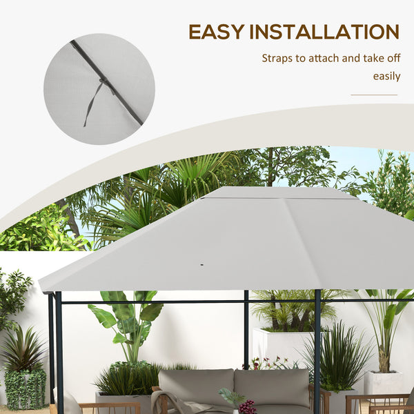 3 x 4m Gazebo Canopy Replacement Covers, Garden Gazebo Roof Replacement with Vents and Drain Holes, TOP COVER ONLY, Light Grey