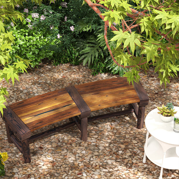 Wooden Outdoor Bench, Semicircular Round Patio Loveseat, Wrap Around Tree Bench with Slatted Seat for Yard, Garden, Deck, Lawn, Brown