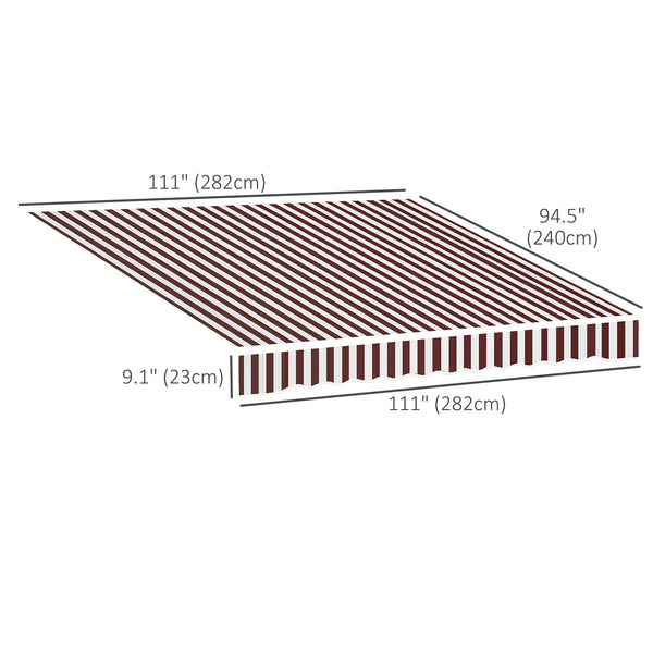 9' x 8' Retractable Awning Fabric Replacement Outdoor Sunshade Canopy Awning Cover, UV Protection, Red and White