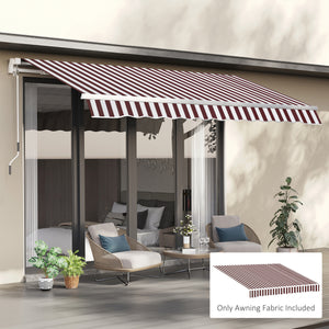 9' x 8' Retractable Awning Fabric Replacement Outdoor Sunshade Canopy Awning Cover, UV Protection, Red and White