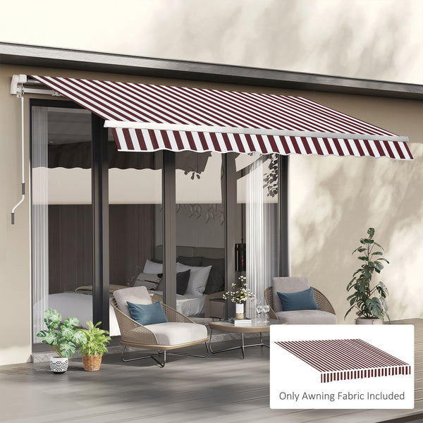 9' x 8' Retractable Awning Fabric Replacement Outdoor Sunshade Canopy Awning Cover, UV Protection, Red and White