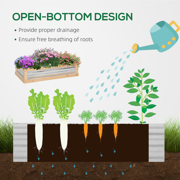 Wooden Cold Frame, Raised Garden Bed with Polycarbonate Greenhouse, Flower Planter Protection, 48" x 24" x 32", Natural
