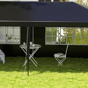 6 x 3 m Party Tent Gazebo Marquee Outdoor Patio Canopy Shelter with Windows and Side Panels Black