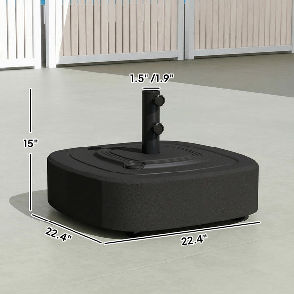 Patio Umbrella Base with Wheels, Umbrella Stand with 110 lbs. Sand or 86 lbs. Water Filled, Outdoor Umbrella Stand Holder for 1.5"/1.9" Poles for Lawn, Poolside, Black