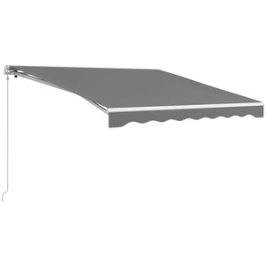 10' x 8' Electric Awning, Retractable Awning Sun Shade Shelter with Remote Controller, Manual Crank Handle and Aluminum Frame, for Deck, Balcony, Yard, Light Grey