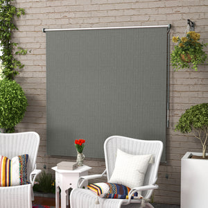 6'W x 6'H Roller Shades, Outdoor Blinds Cordless Roll Up Shade for Porch Balcony Gazebo, Dark Grey