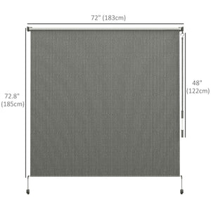 6'W x 6'H Roller Shades, Outdoor Blinds Cordless Roll Up Shade for Porch Balcony Gazebo, Dark Grey