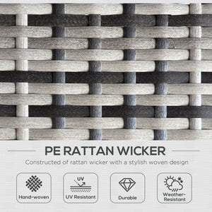 5PC PE Rattan Sun Lounger, Outdoor Wicker 5-level Adjustable Recliner Sofa Bed with Storage Side Table and Footstools, for Patio, Garden, Poolside, Grey