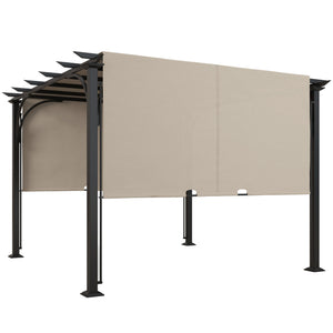 10' x 10' Outdoor Pergola Patio Gazebo Canopy Sun Shelter with Steel Frame, Beige