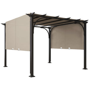 10' x 10' Outdoor Pergola Patio Gazebo Canopy Sun Shelter with Steel Frame, Beige