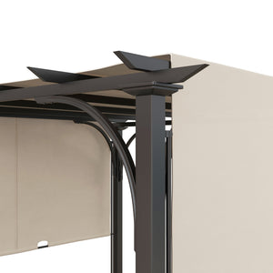 10' x 10' Outdoor Pergola Patio Gazebo Canopy Sun Shelter with Steel Frame, Beige