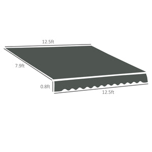 13' x 8' Retractable Awning Fabric Replacement Outdoor Sunshade Canopy Awning Cover, UV Protection, Grey