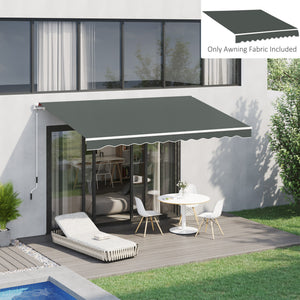 13' x 8' Retractable Awning Fabric Replacement Outdoor Sunshade Canopy Awning Cover, UV Protection, Grey