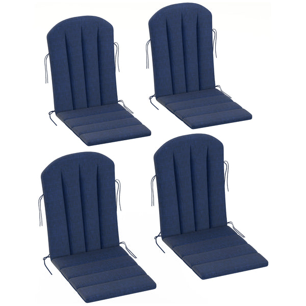 Adirondack Chair Cushion Set of 4, Outdoor Chair Cushions, High Back Patio Chair Cushions with Ties, Non-Slip Replacement Seat Cushion for Patio Furniture, Navy Blue