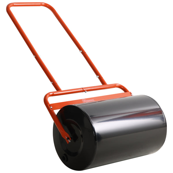 20" Push/Tow Behind Lawn Roller, Heavy Duty Sod Drum Roller Filled with 11 Gal Water/136 Lbs Sand, Grass Flattener for Yard, Patio, Park, Red
