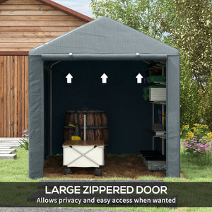 5.2 x 7.2 ft Portable Shed, Outdoor Storage Shed Bike Tent with Waterproof Cover, Galvanized Steel Frame & Roll-up Door for Bikes, Garden Tools, Motorcycles, Dark Grey