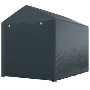 5.2 x 7.2 ft Portable Shed, Outdoor Storage Shed Bike Tent with Waterproof Cover, Galvanized Steel Frame & Roll-up Door for Bikes, Garden Tools, Motorcycles, Dark Grey