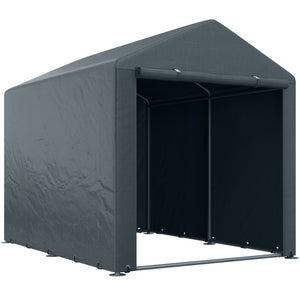 5.2 x 7.2 ft Portable Shed, Outdoor Storage Shed Bike Tent with Waterproof Cover, Galvanized Steel Frame & Roll-up Door for Bikes, Garden Tools, Motorcycles, Dark Grey